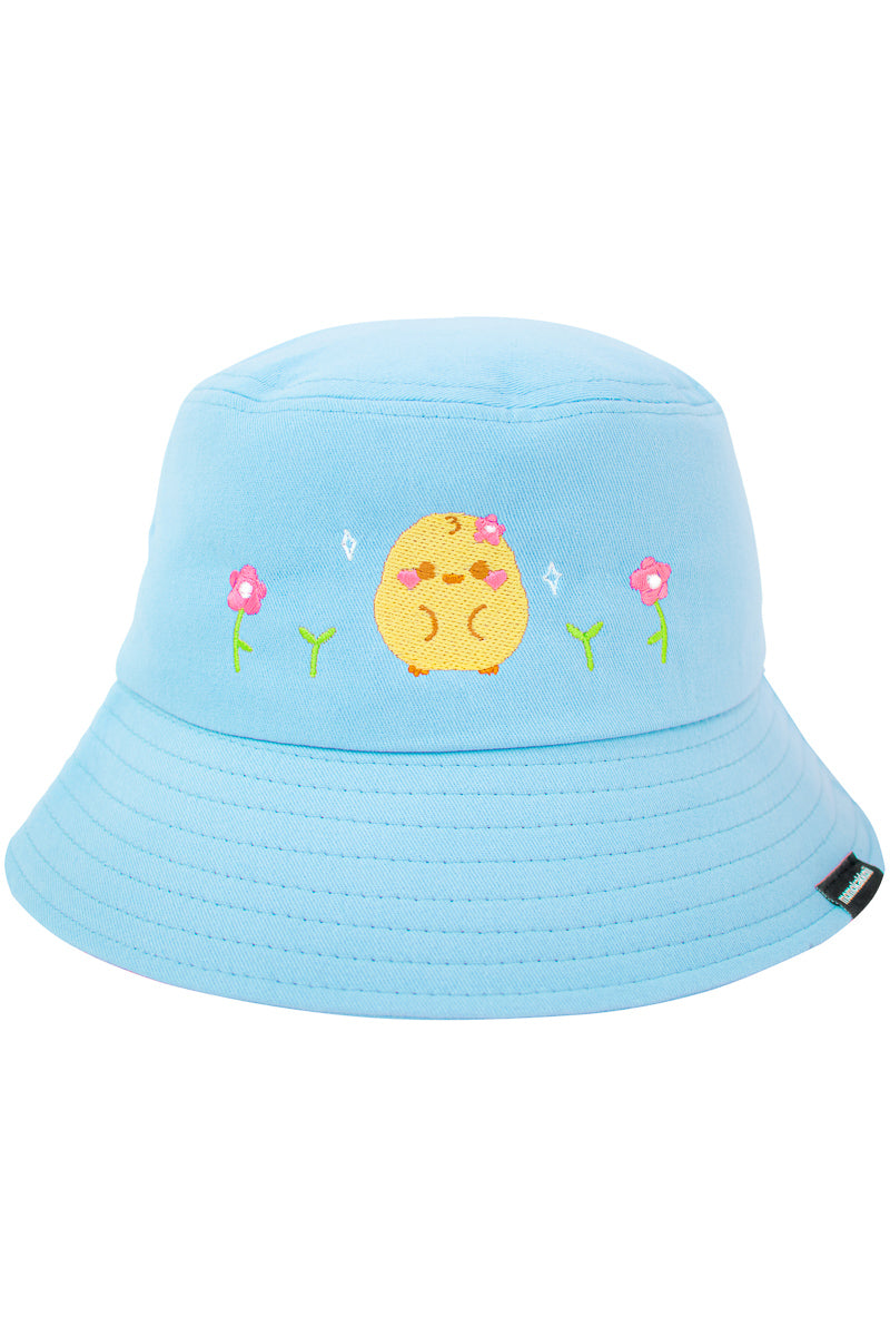 Hana and Flowers Embroidered Bucket Hat - Momokakkoii