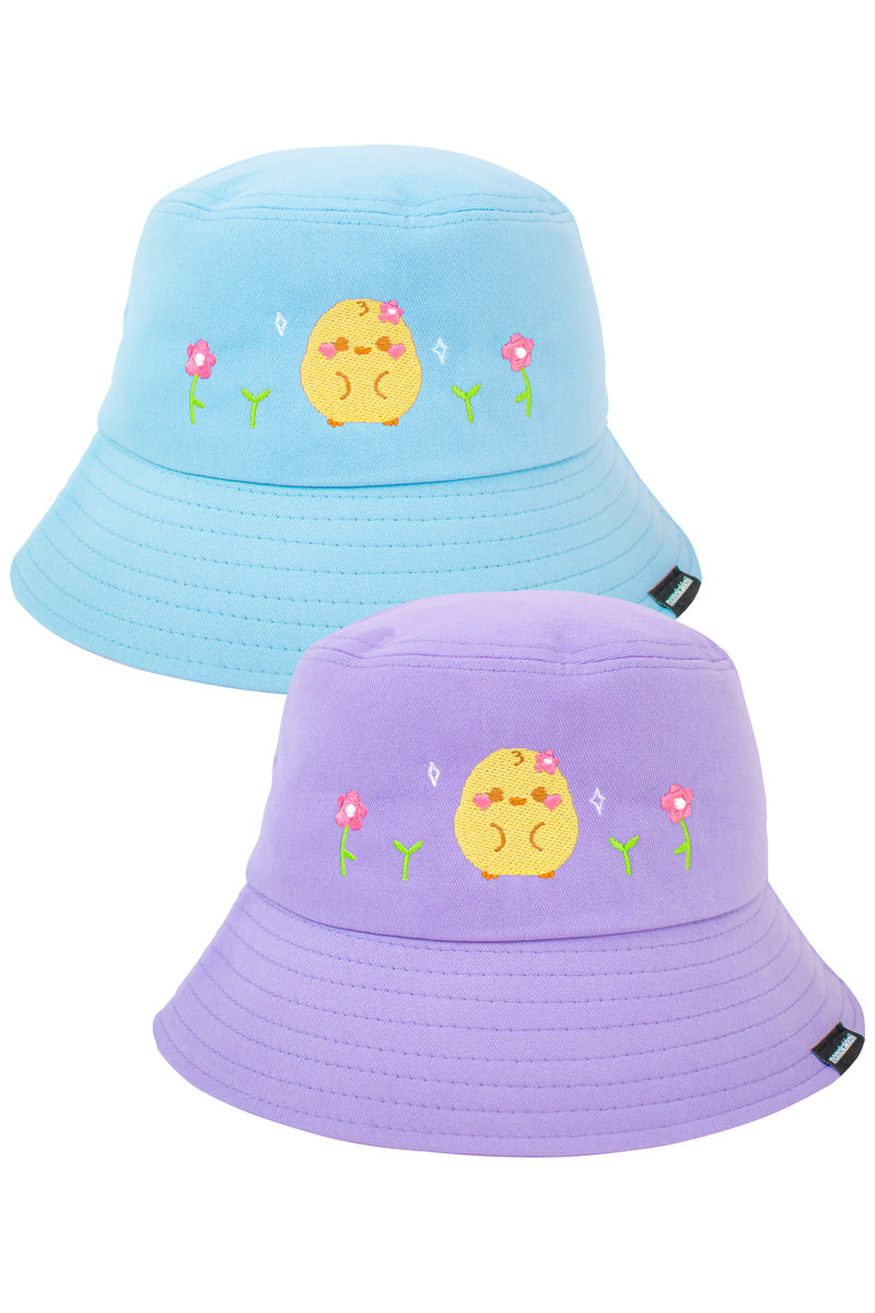 Hana and Flowers Embroidered Bucket Hat - Momokakkoii