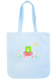 Organic Cotton Froggy & Nature Embroidered Tote Bag - Momokakkoii