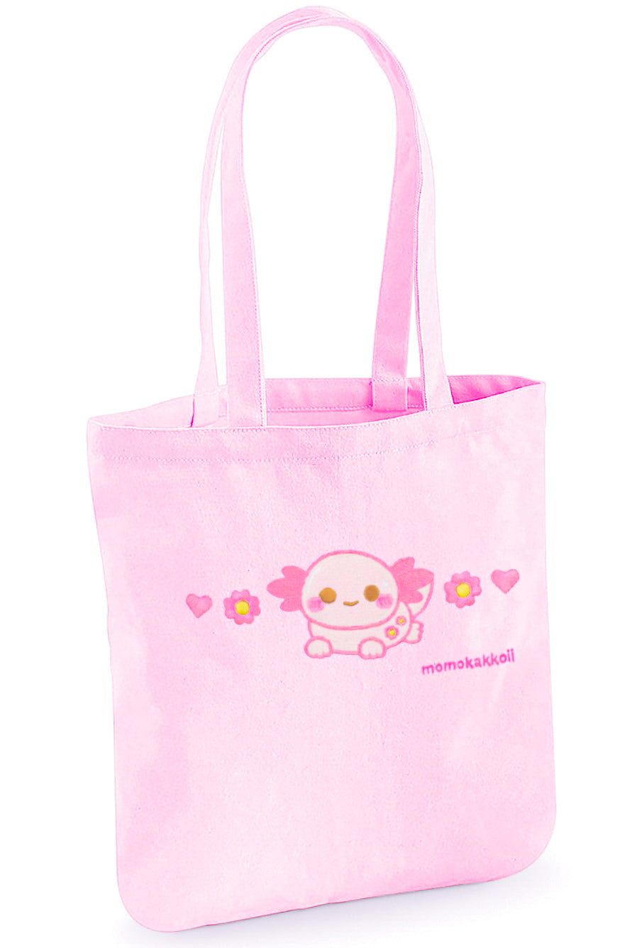 Organic Cotton Xoxi The Axolotl Embroidered Tote Bag - Momokakkoii