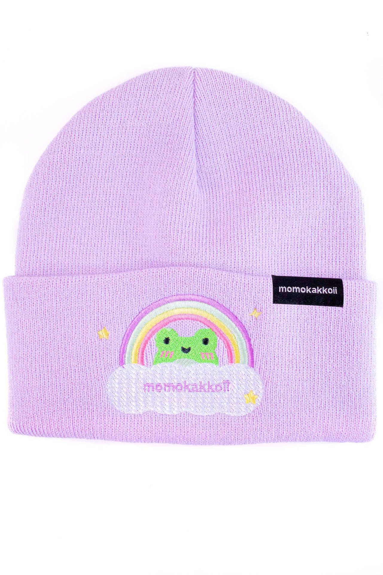 Pastel Froggy Rainbow  Embroidered Beanie - Momokakkoii