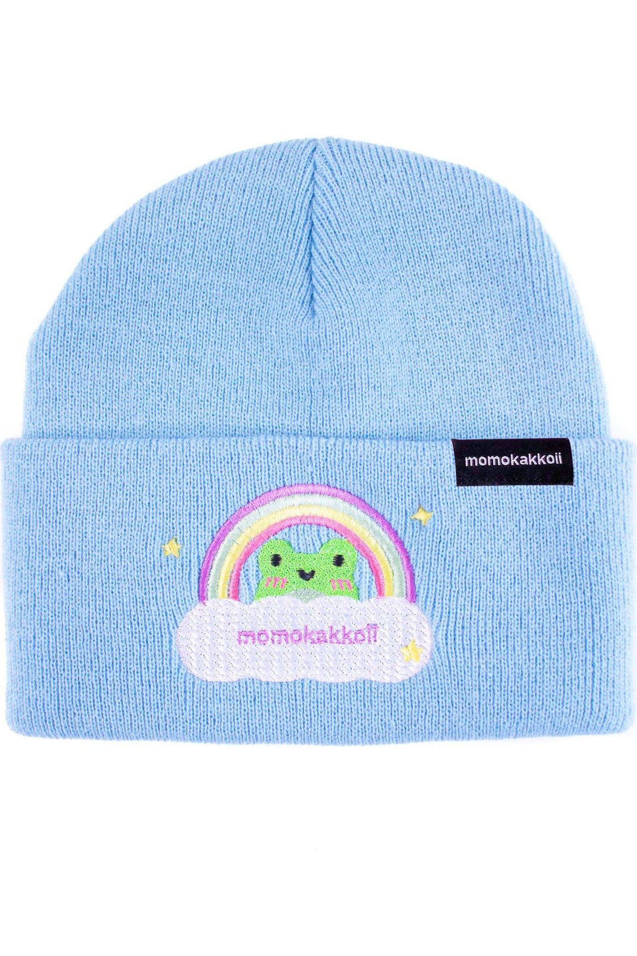 Pastel Froggy Rainbow  Embroidered Beanie - Momokakkoii