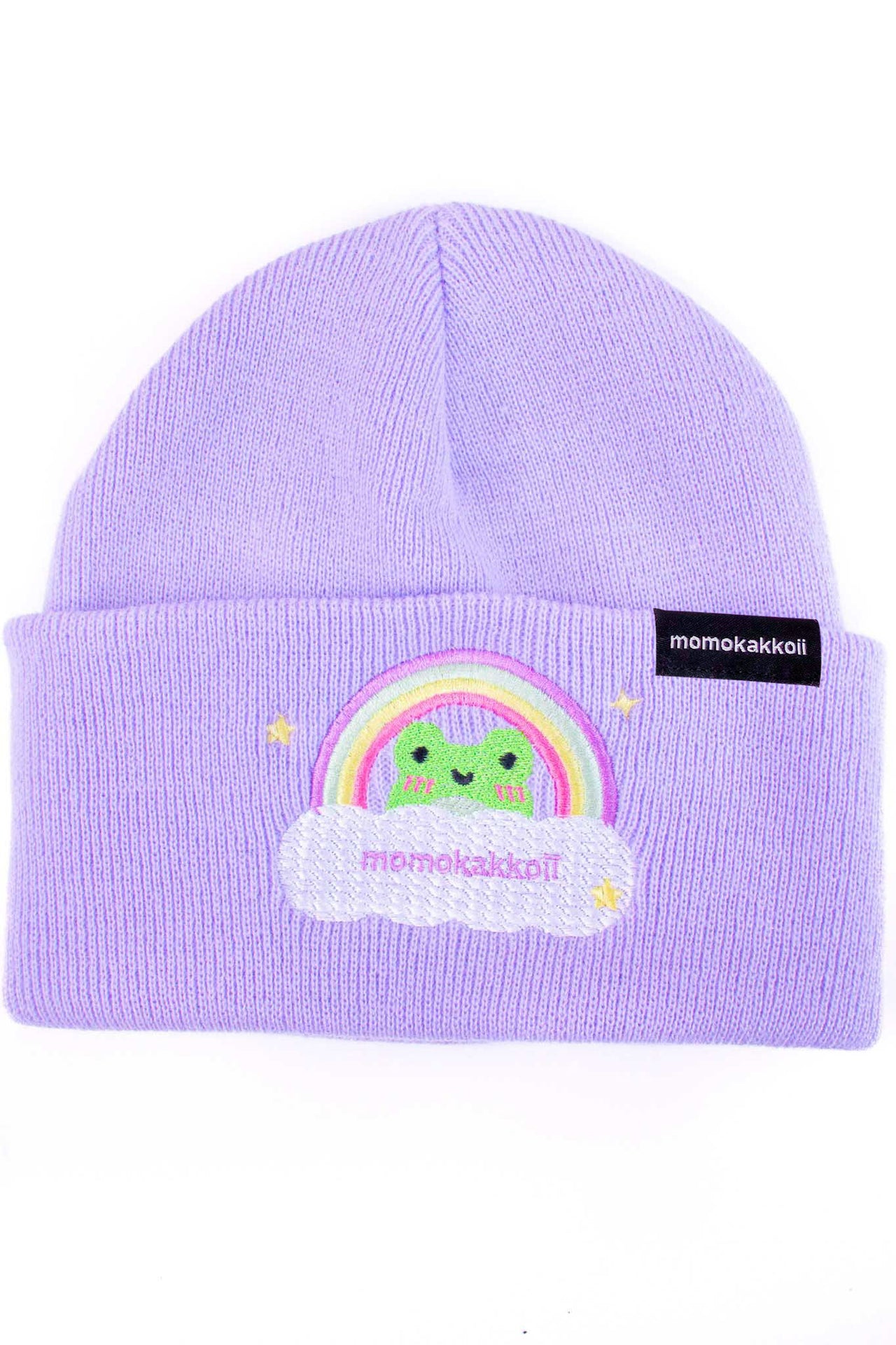 Pastel Froggy Rainbow  Embroidered Beanie - Momokakkoii