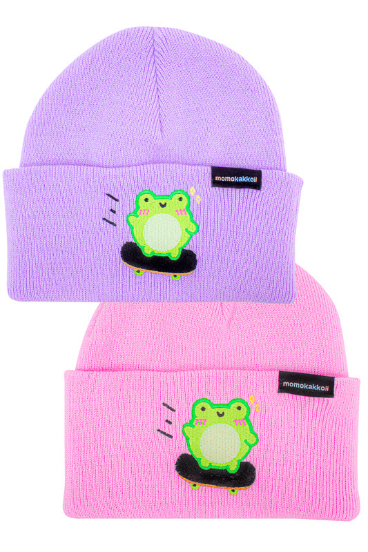 Skater Albert Embroidered Beanie - Momokakkoii