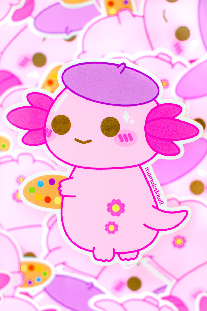 Xoxi The Artist Axolotl Vinyl Sticker - Momokakkoii