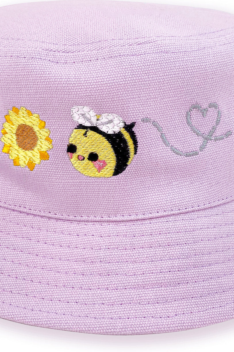 Cute Bee Embroidered Bucket Hat - Momokakkoii