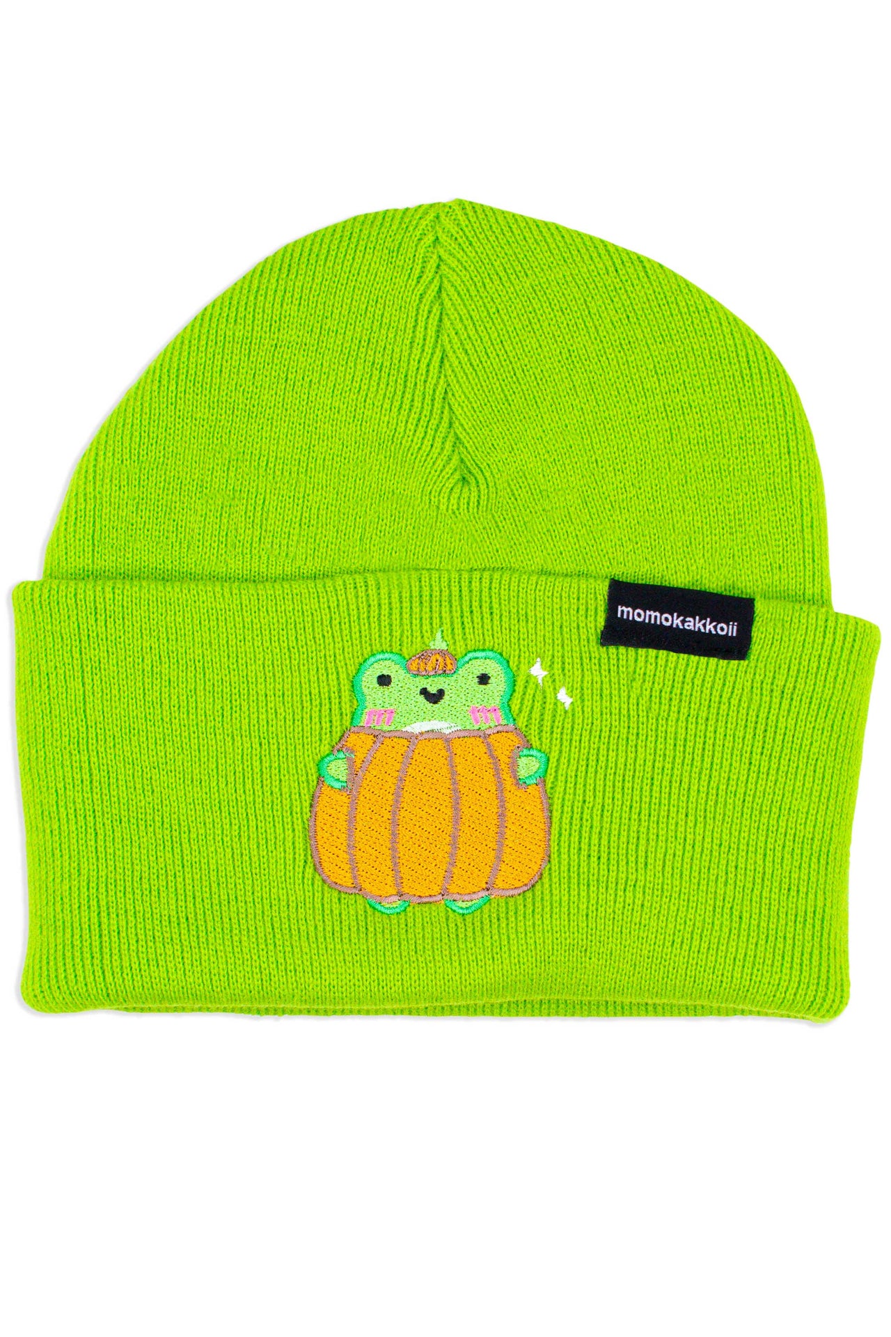 Pumpkin Albert The Frog Embroidered Beanie - Momokakkoii