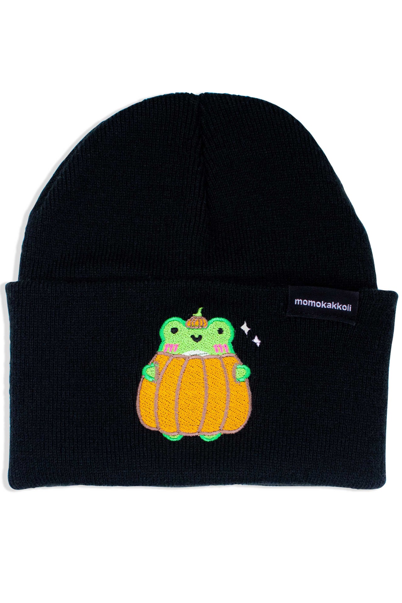 Pumpkin Albert The Frog Embroidered Beanie - Momokakkoii