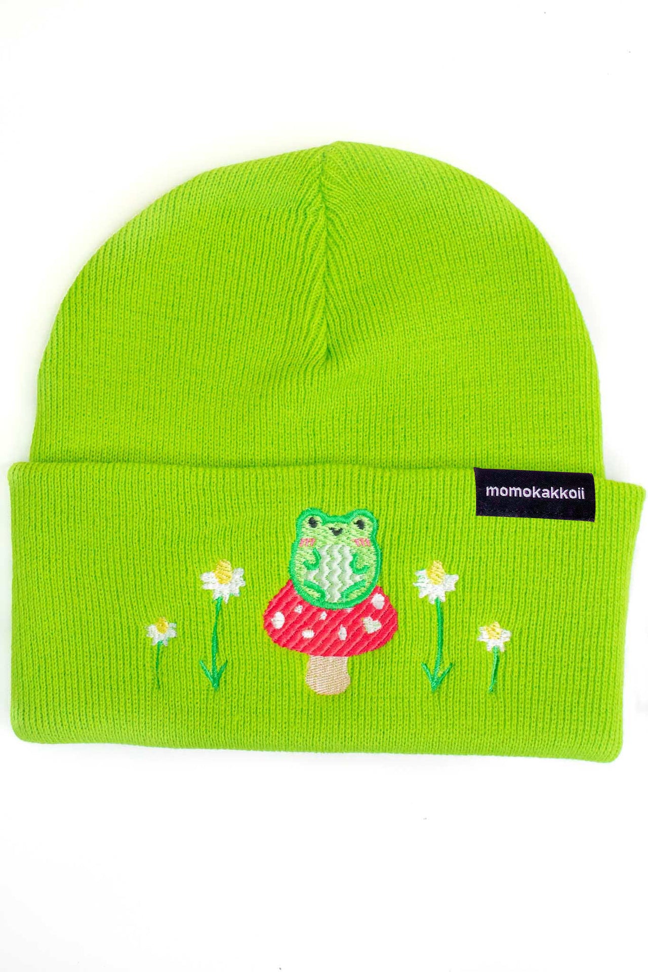 Albert the Frog & Mushroom Embroidered Beanie - Momokakkoii