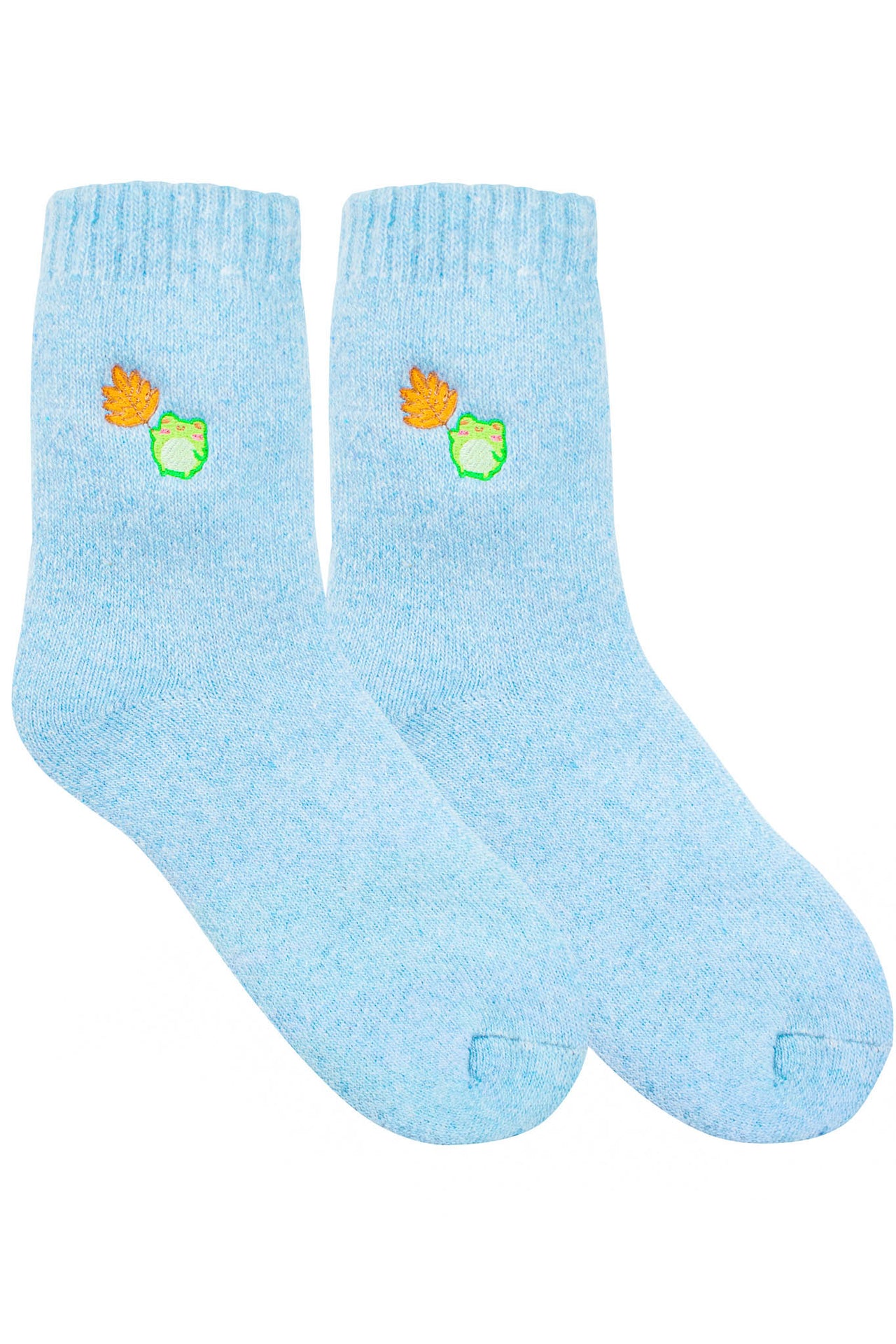 Autumn Frog Embroidered Wool Socks - Momokakkoii