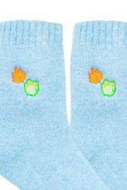 Autumn Frog Embroidered Wool Socks - Momokakkoii