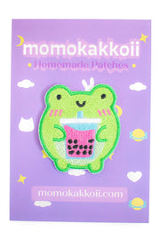 Kawaii Boba Froggy Embroidered Patch - Momokakkoii