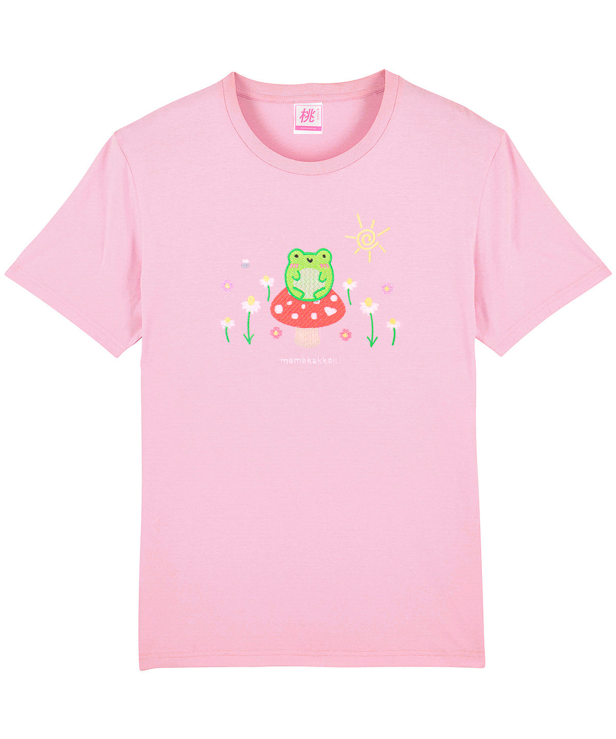 Organic Cotton Froggy & Nature Embroidered T-Shirt - Momokakkoii
