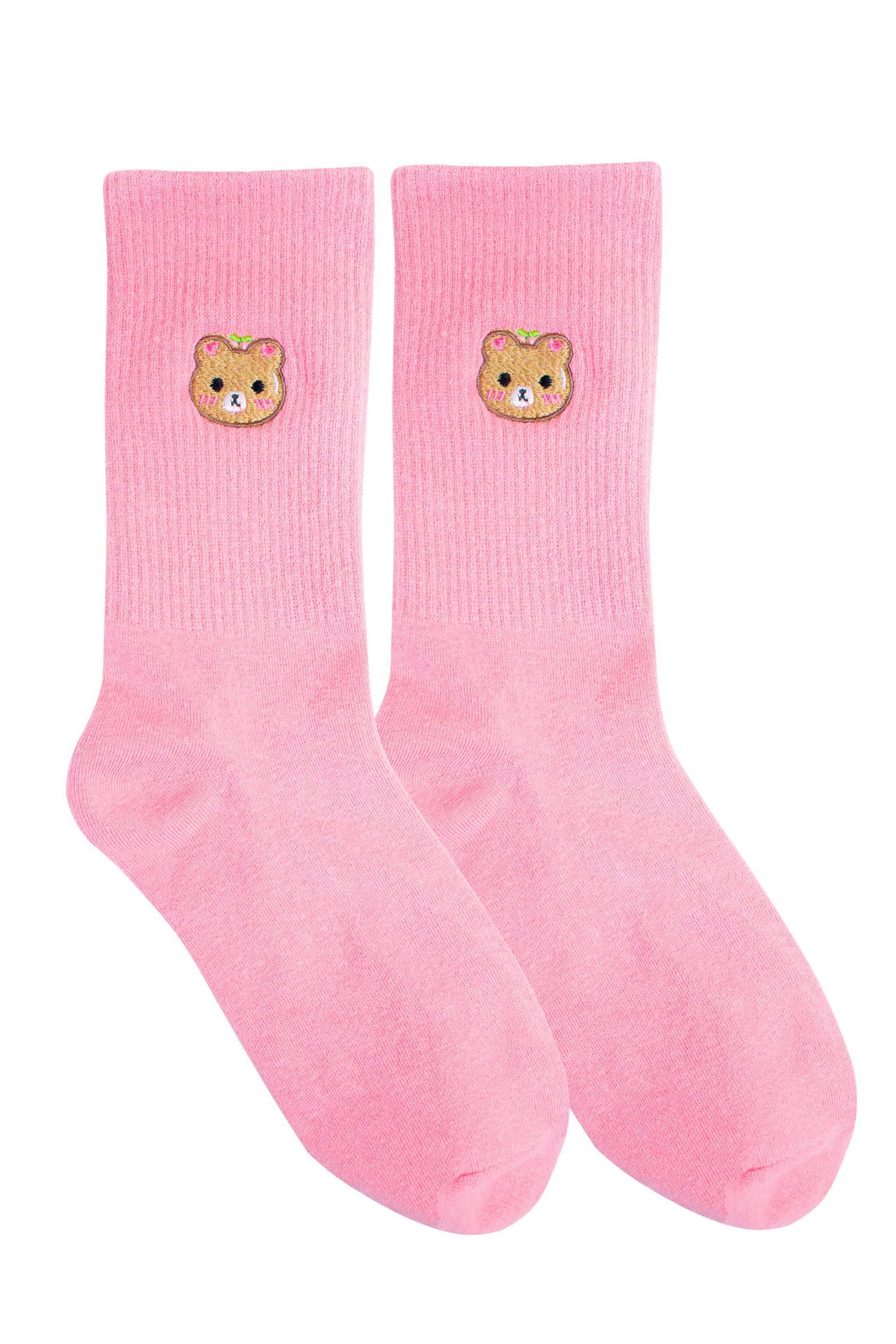 Bear Seedling Embroidered Socks - Momokakkoii