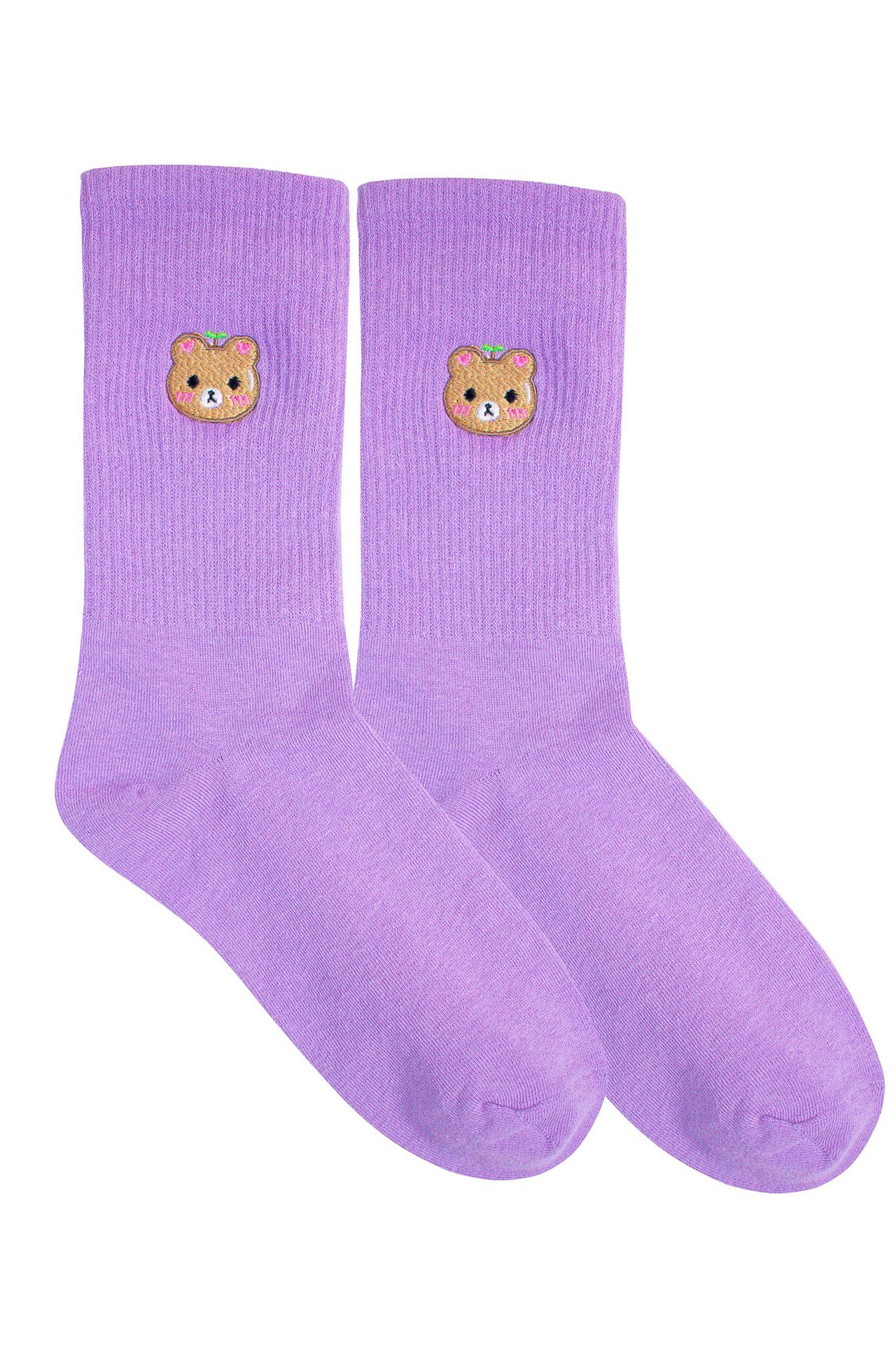 Bear Seedling Embroidered Socks - Momokakkoii