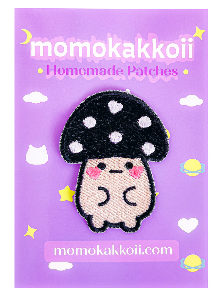 Dark Mushroom Friend Embroidered Patch - Momokakkoii