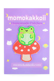 Froggy & Mushroom Embroidered Patch - Momokakkoii