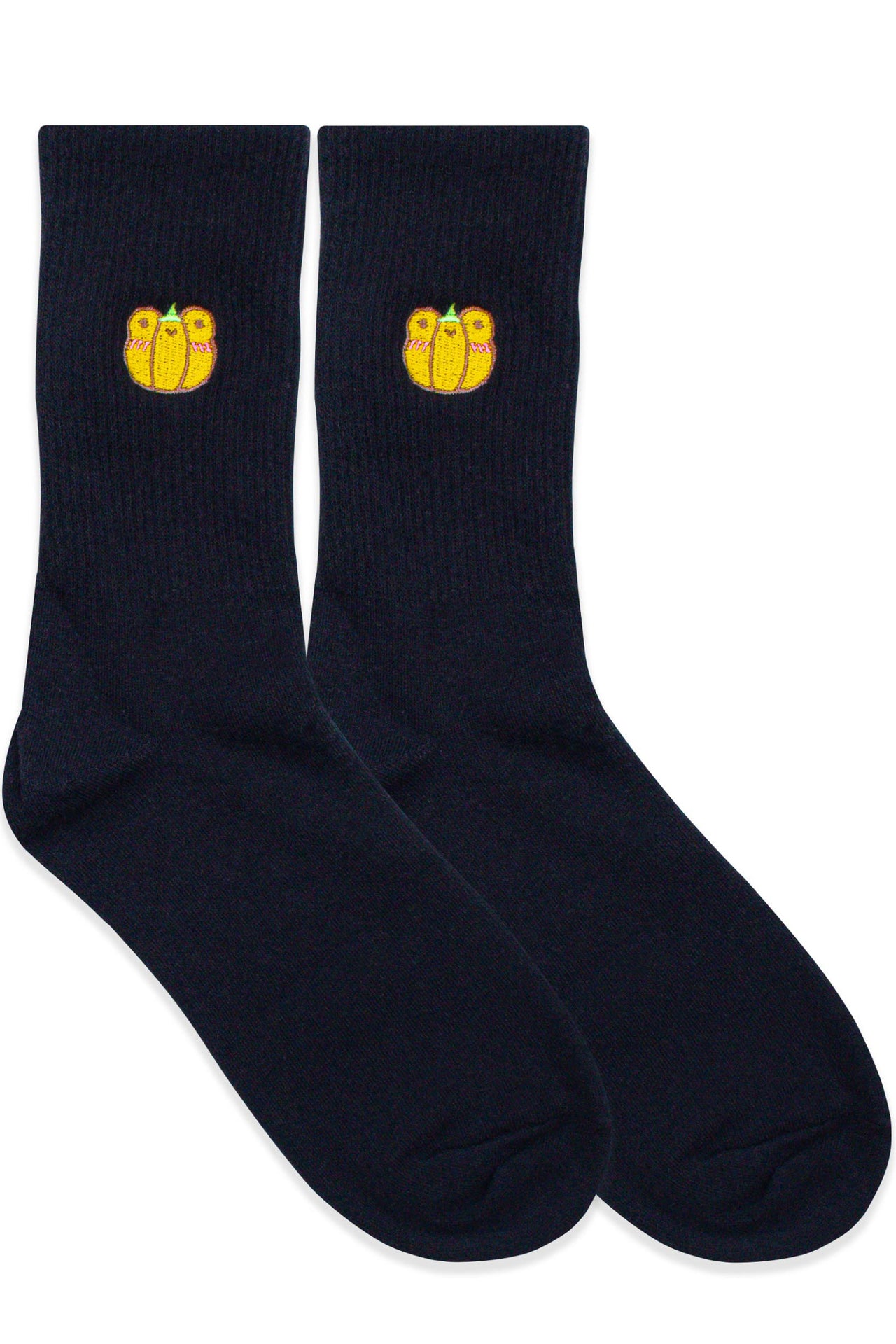 Frog Pumpkin Embroidered Socks - Momokakkoii