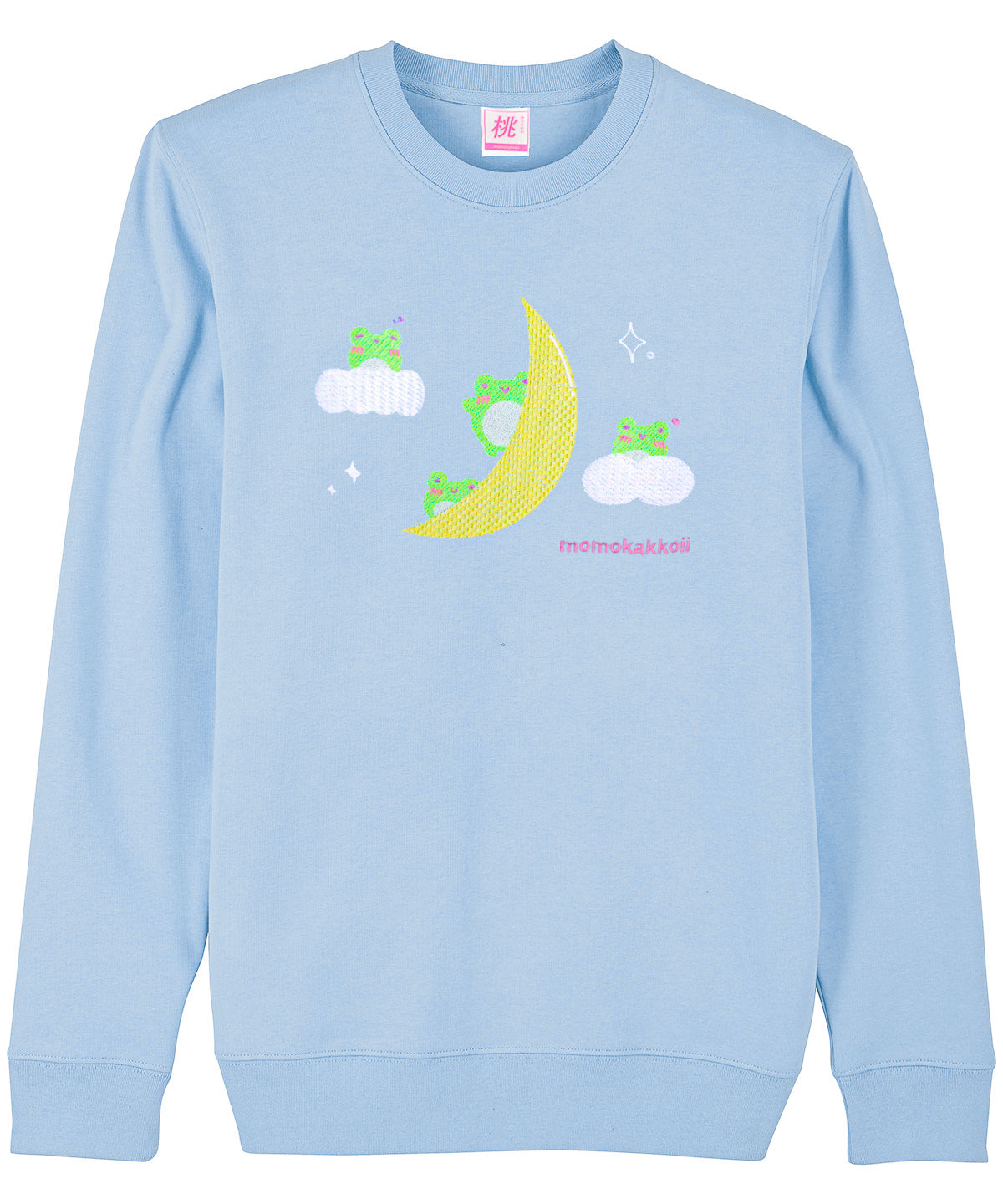 Organic Cotton Sky Froggies Embroidered Sweatshirt - Momokakkoii