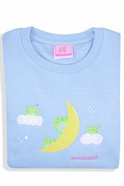 Organic Cotton Sky Froggies Embroidered Sweatshirt - Momokakkoii
