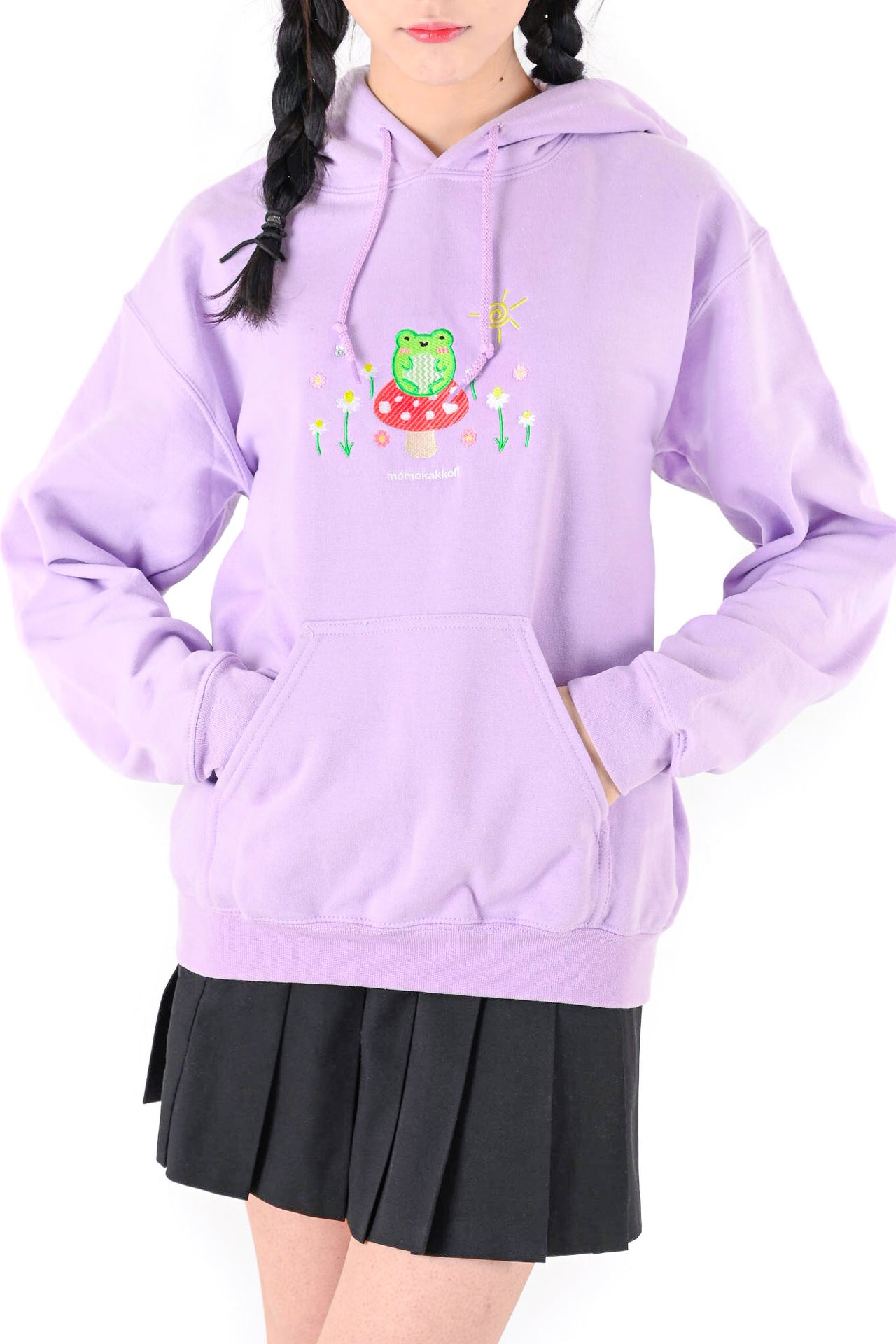 Froggy & Nature Embroidered Hoodie - Momokakkoii