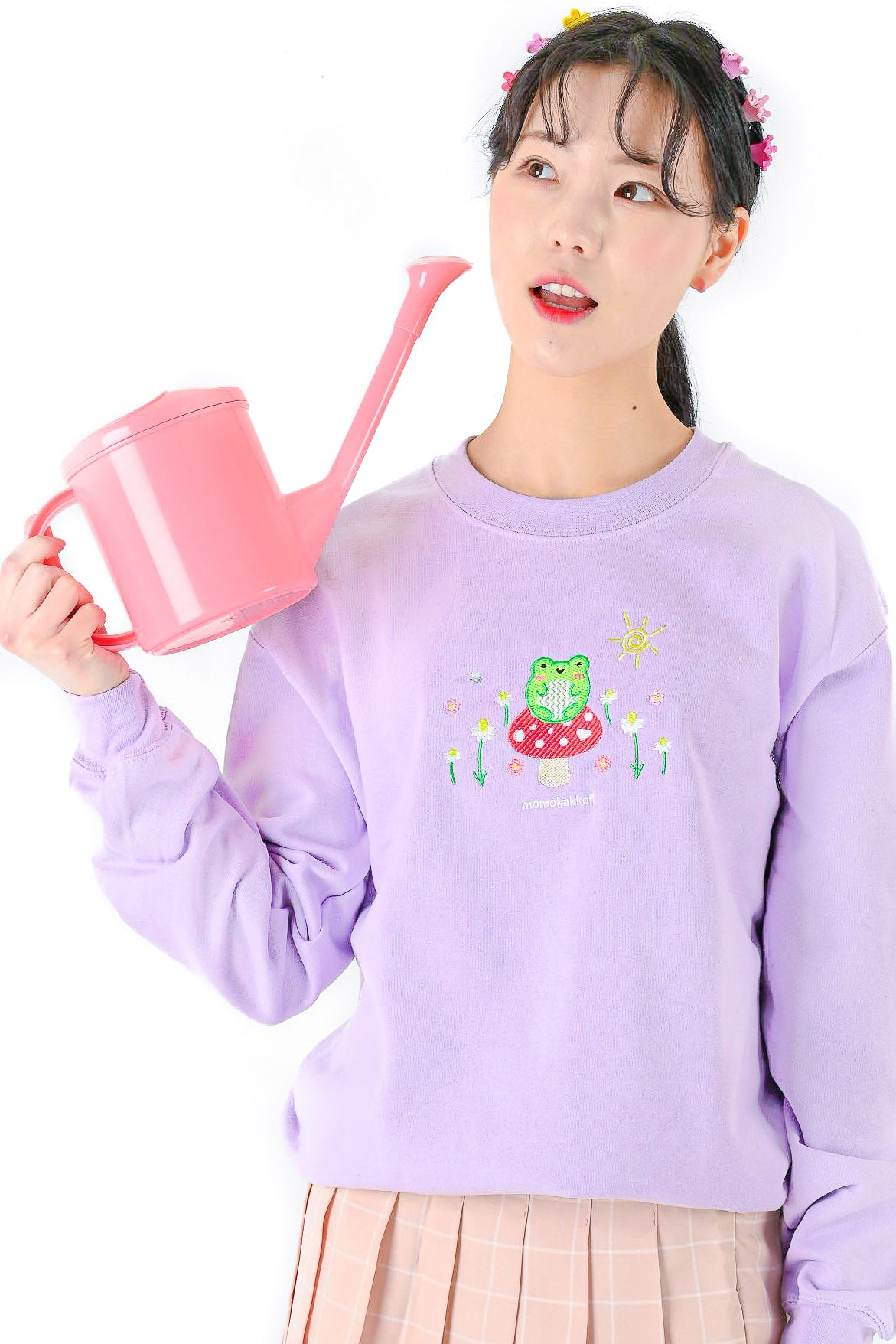 Froggy & Nature Embroidered Sweatshirt - Momokakkoii