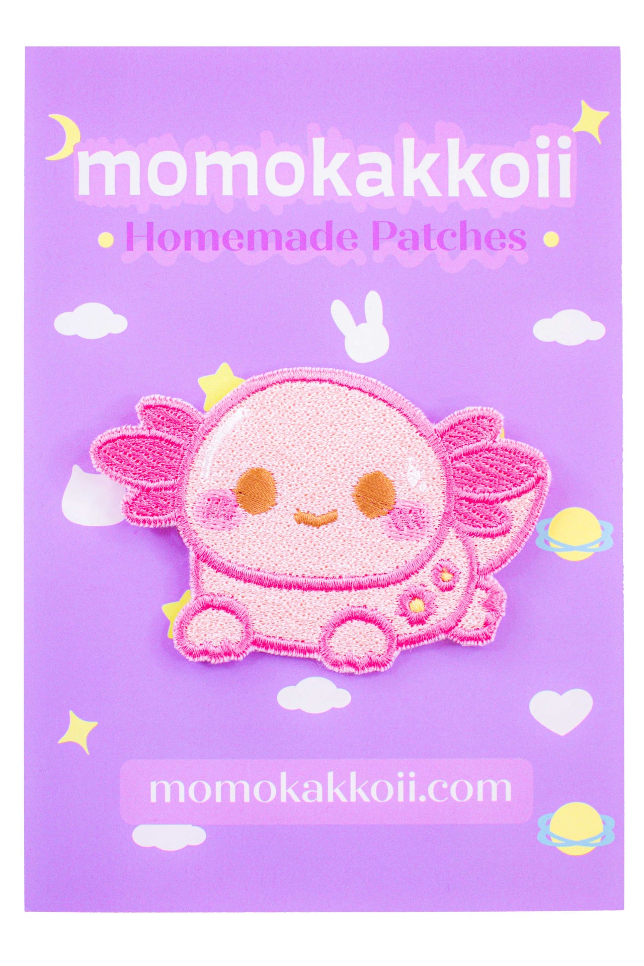 Xoxi The Axolotl Embroidered Patch - Momokakkoii