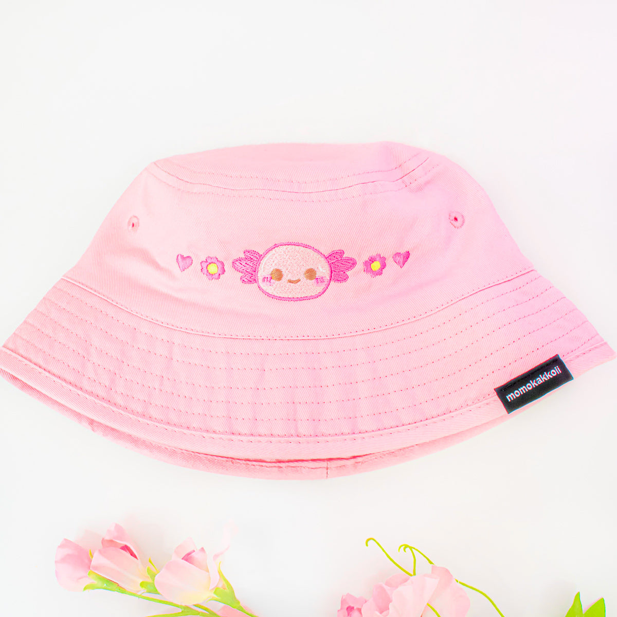 KIDS Xoxi The Axolotl Organic Cotton Bucket Hat - Momokakkoii