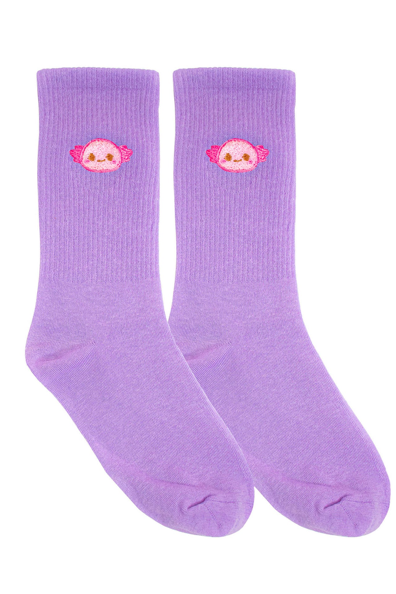 Xoxi the Axolotl Embroidered Socks - Momokakkoii