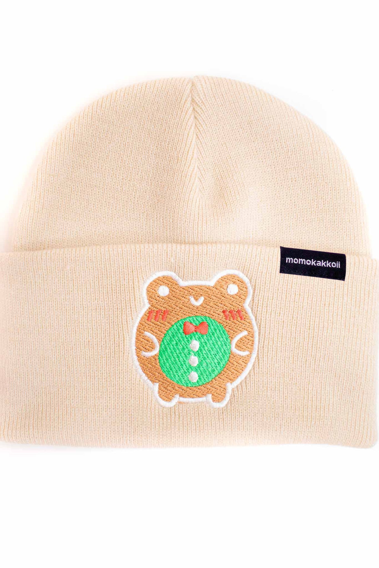 Gingerbread Froggy Embroidered Beanie - Momokakkoii