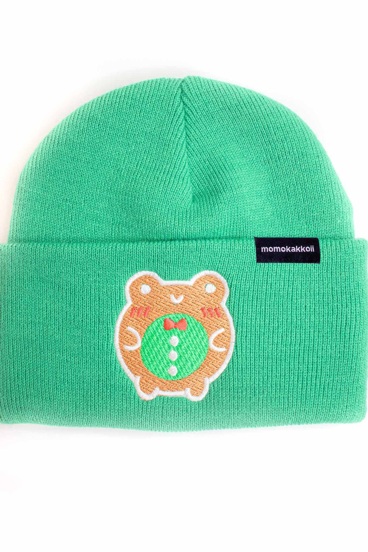 Gingerbread Froggy Embroidered Beanie - Momokakkoii
