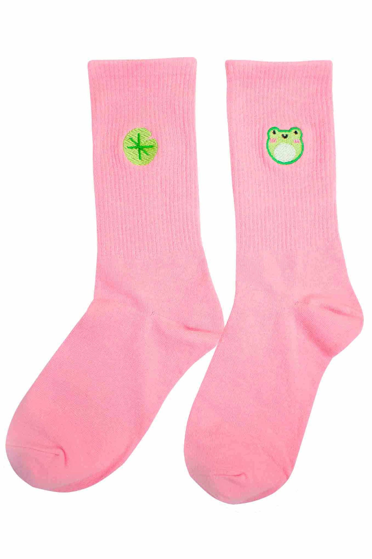 Froggy & Lily Pad Embroidered Socks - Momokakkoii