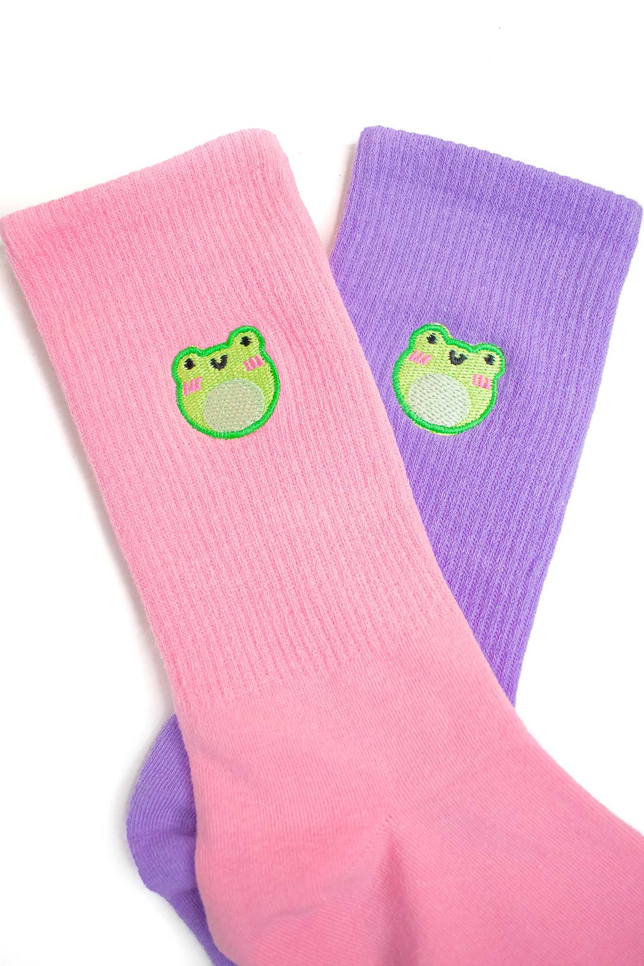 Happy Froggy Embroidered Socks - Momokakkoii