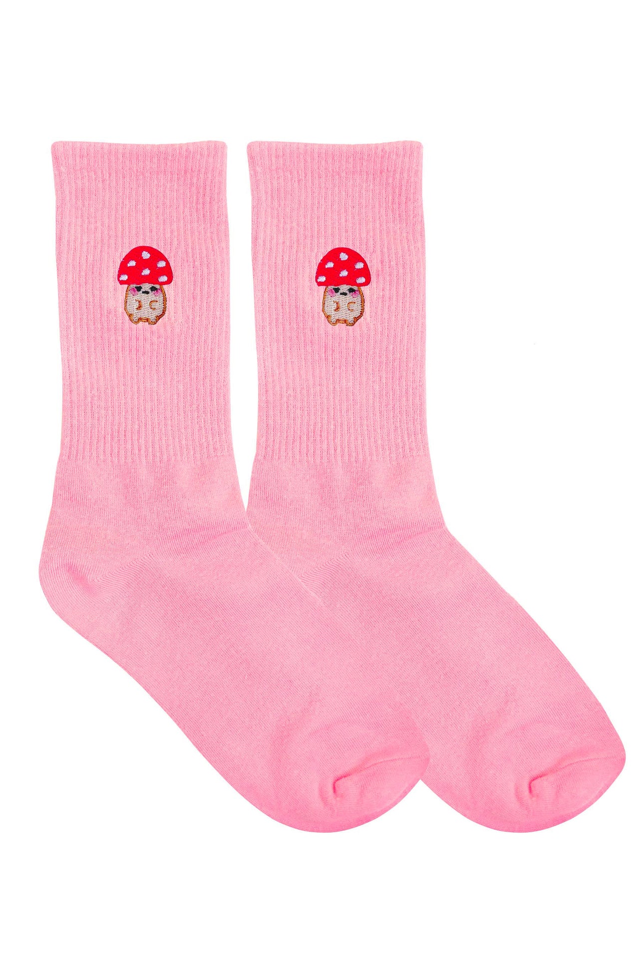 Mushroom Friend Embroidered Socks - Momokakkoii