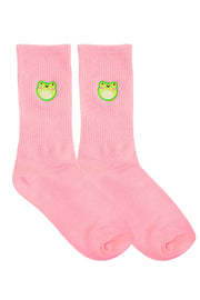 Happy Froggy Embroidered Socks - Momokakkoii
