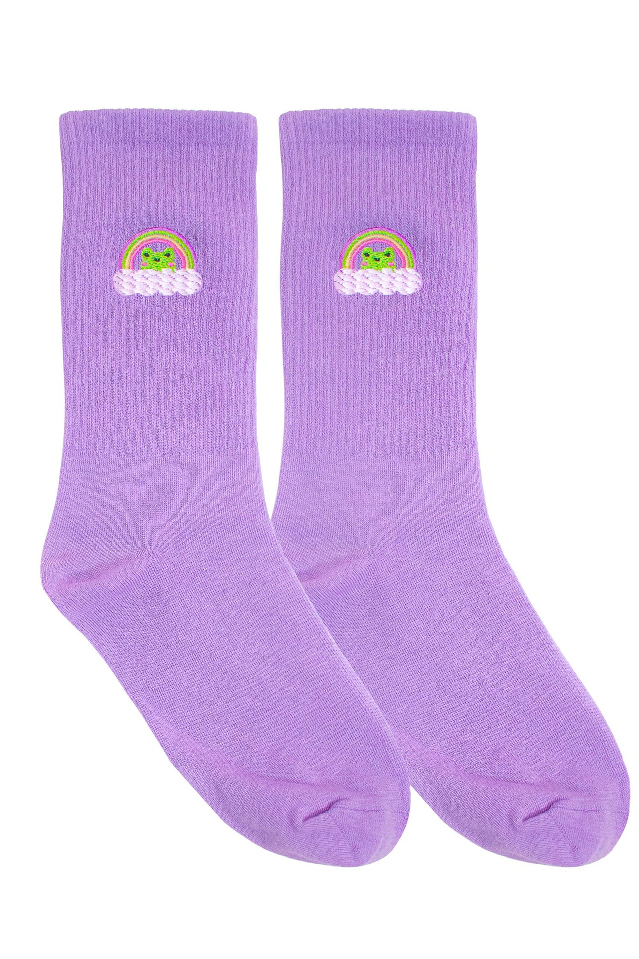 Froggy Rainbow Embroidered Socks - Momokakkoii