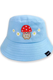 Mushroom Friend & Flowers Embroidered Bucket Hat - Momokakkoii