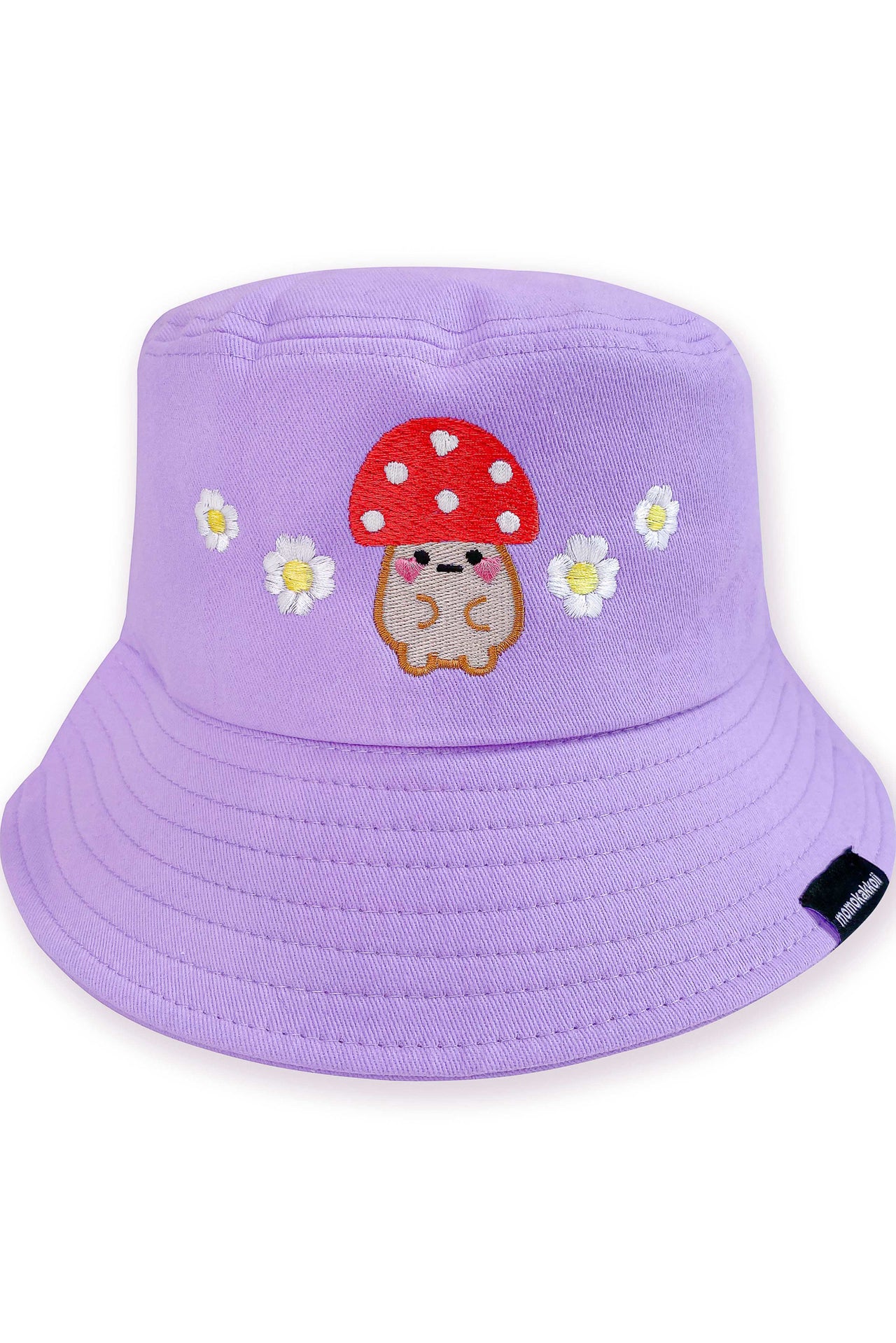 Mushroom Friend & Flowers Embroidered Bucket Hat - Momokakkoii
