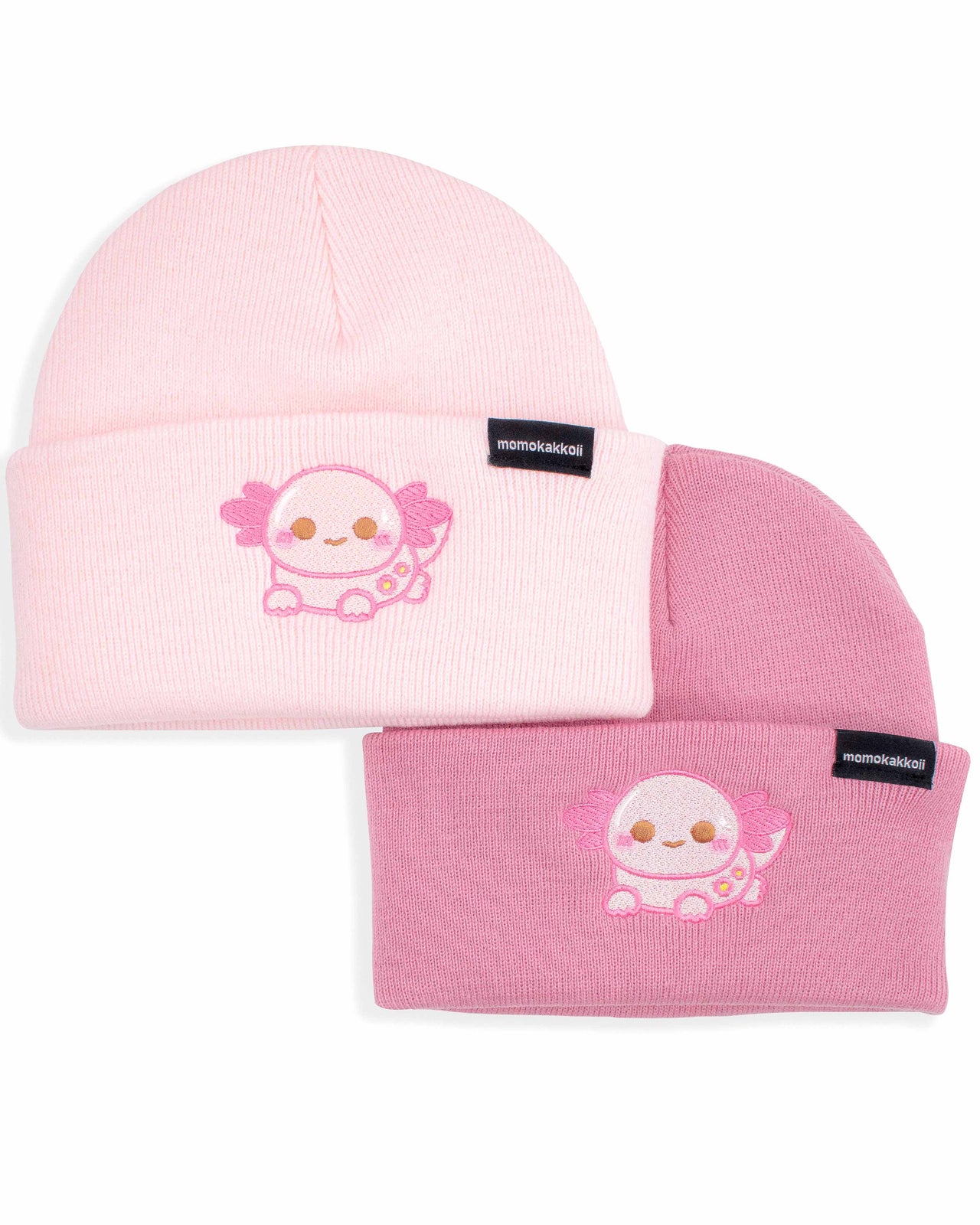 Xoxi Pink Axolotl Embroidered Beanie - Momokakkoii
