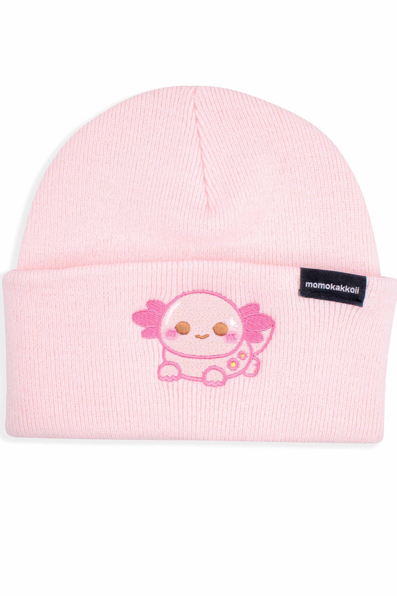 Xoxi Pink Axolotl Embroidered Beanie - Momokakkoii