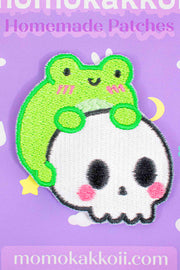 Skull Albert The Frog Embroidered Patch - Momokakkoii