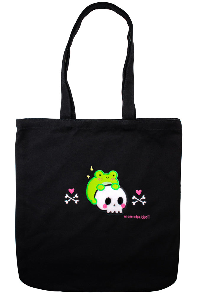 Organic Cotton Skull Albert Embroidered Tote Bag