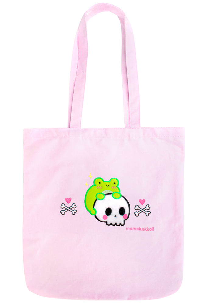 Organic Cotton Skull Albert Embroidered Tote Bag