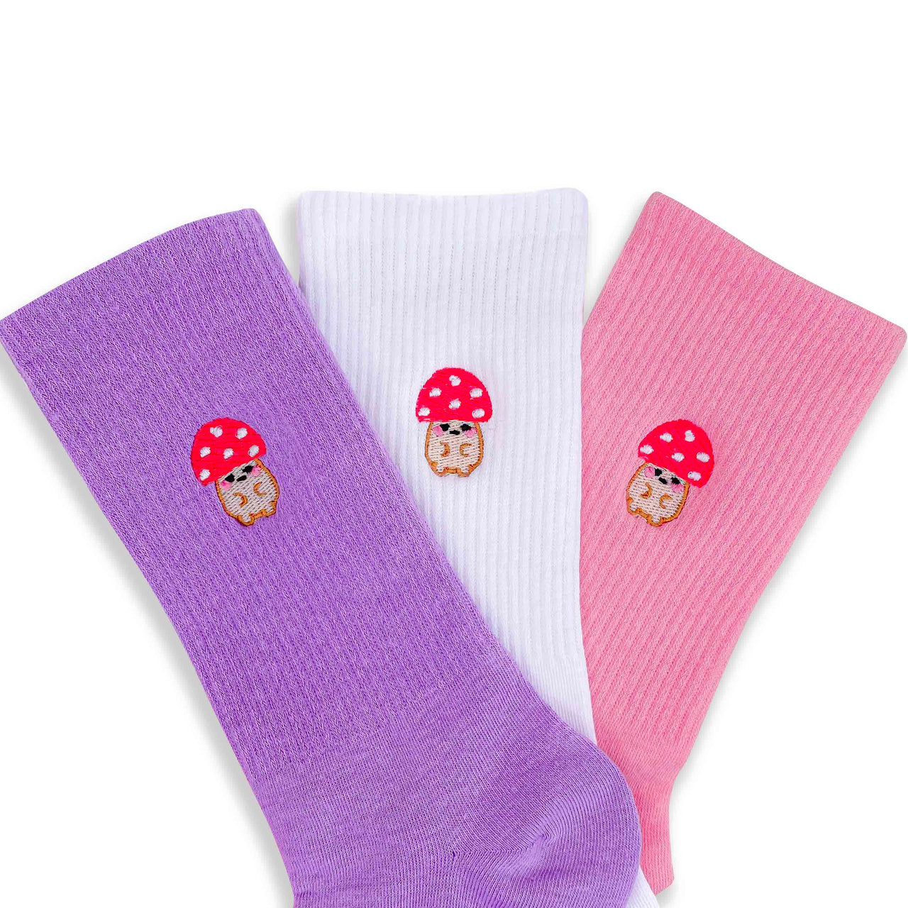 Mushroom Friend Embroidered Socks - Momokakkoii
