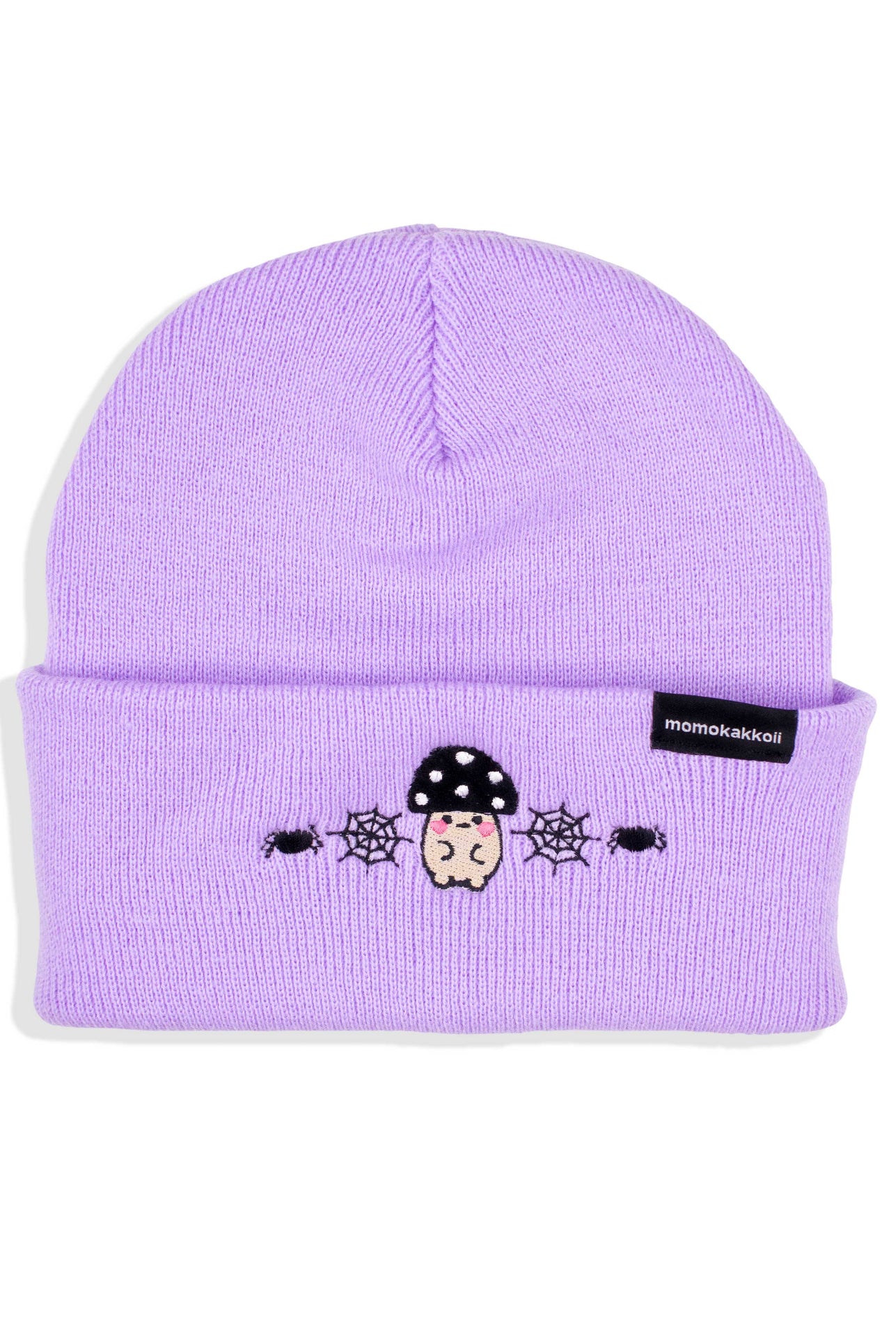 Dark Mushroom Friend Embroidered Beanie - Momokakkoii