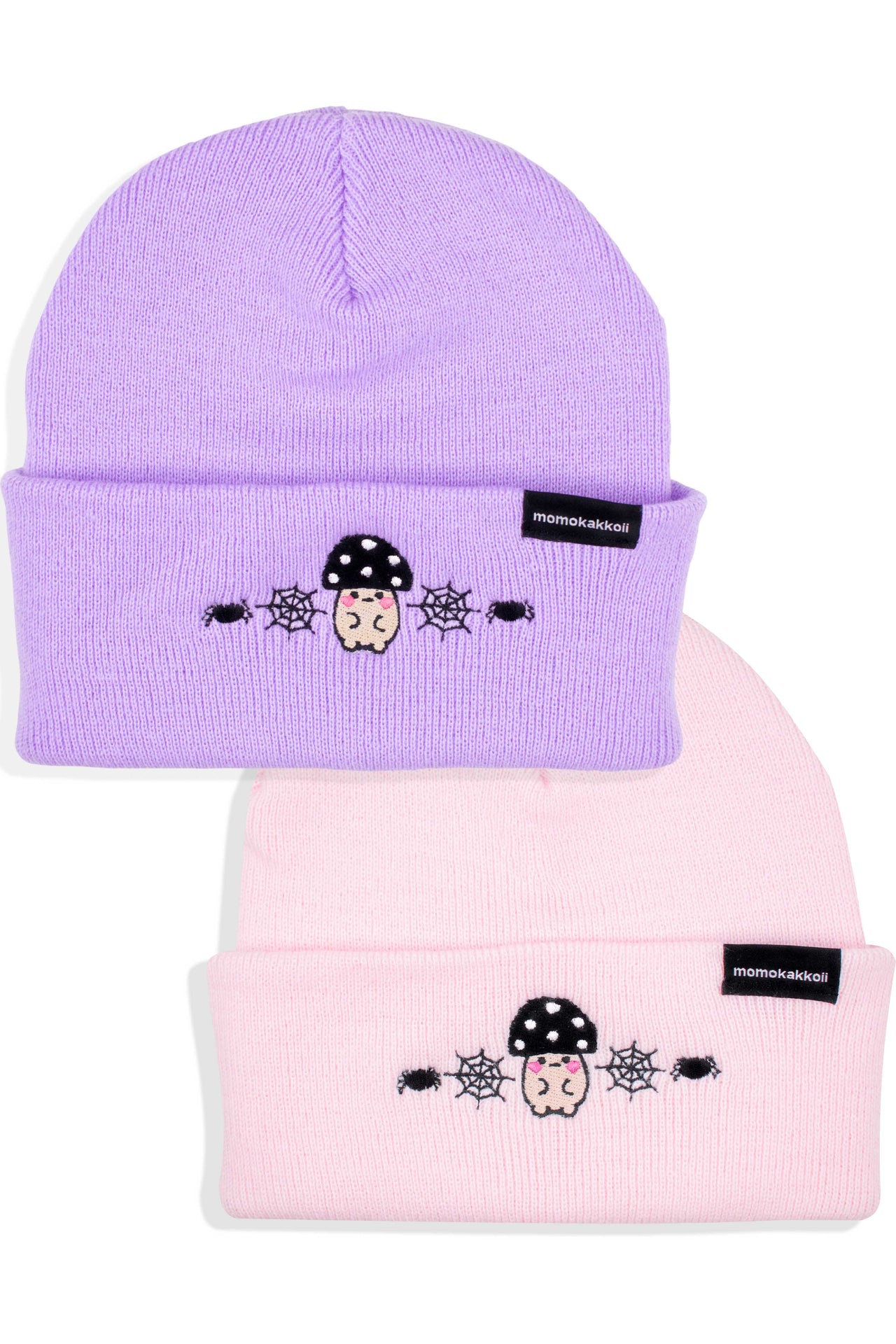 Dark Mushroom Friend Embroidered Beanie - Momokakkoii