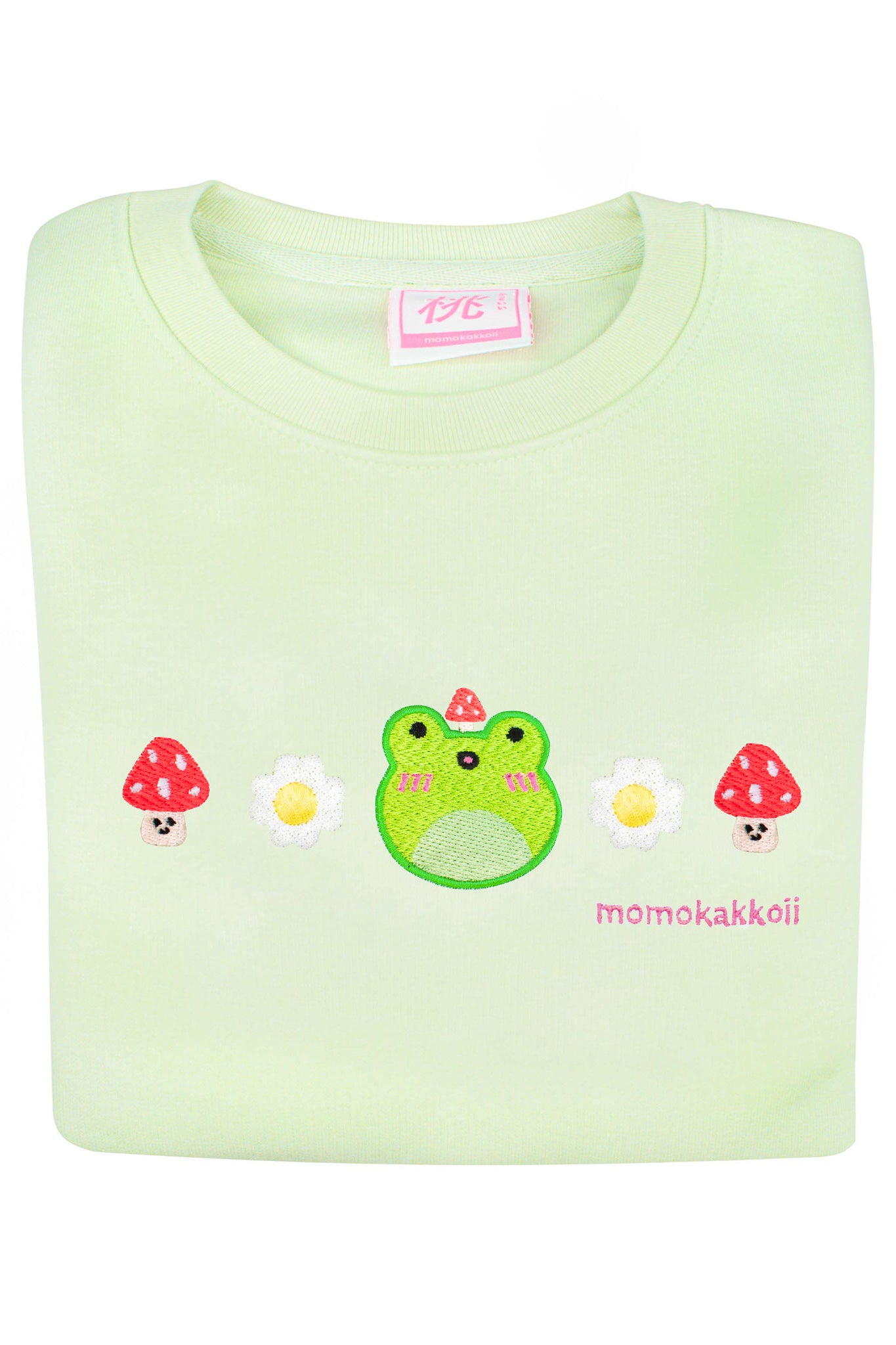 Organic Cotton Froggy & Mushrooms Embroidered Sweatshirt - Momokakkoii