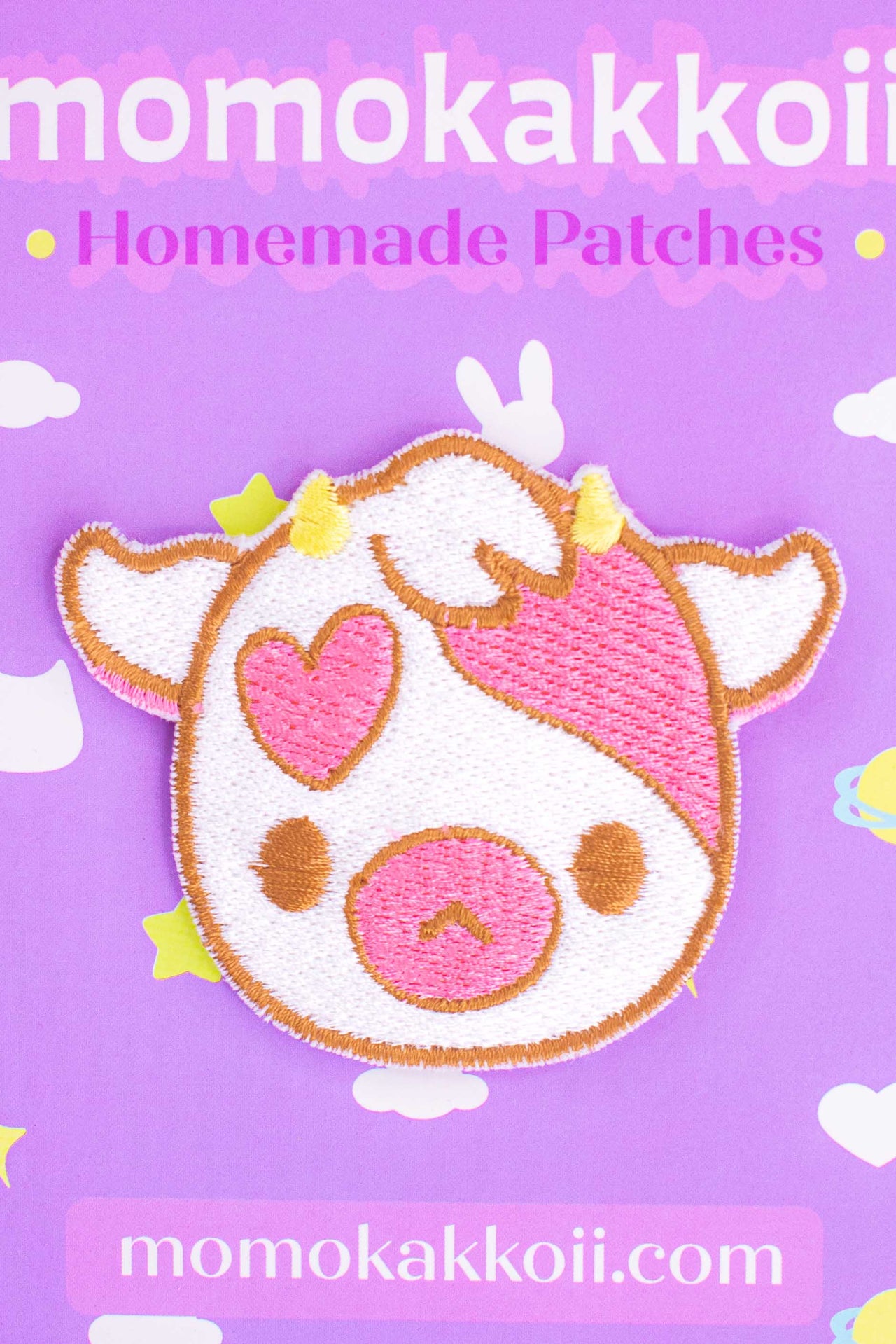 Strawberry Cow Embroidered Patch - Momokakkoii