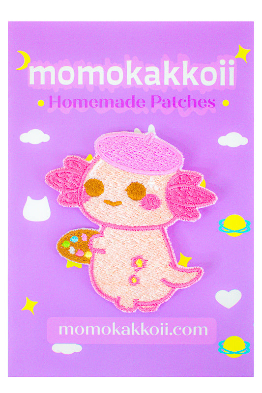 Xoxi The Artist Axolotl Embroidered Patch - Momokakkoii