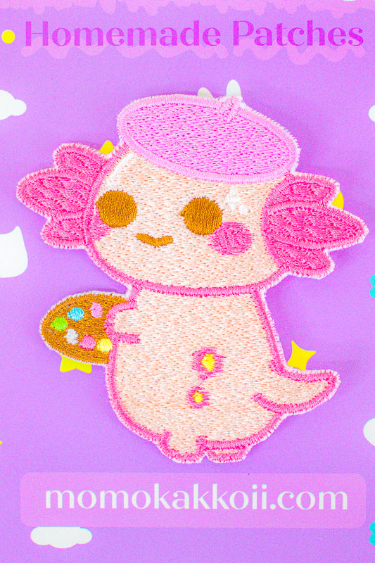 Xoxi The Artist Axolotl Embroidered Patch - Momokakkoii